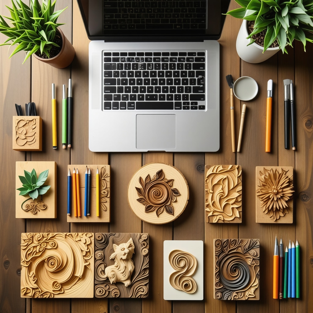 Workspace showcasing advanced DIY sustainable materials and experimental surface finishing techniques