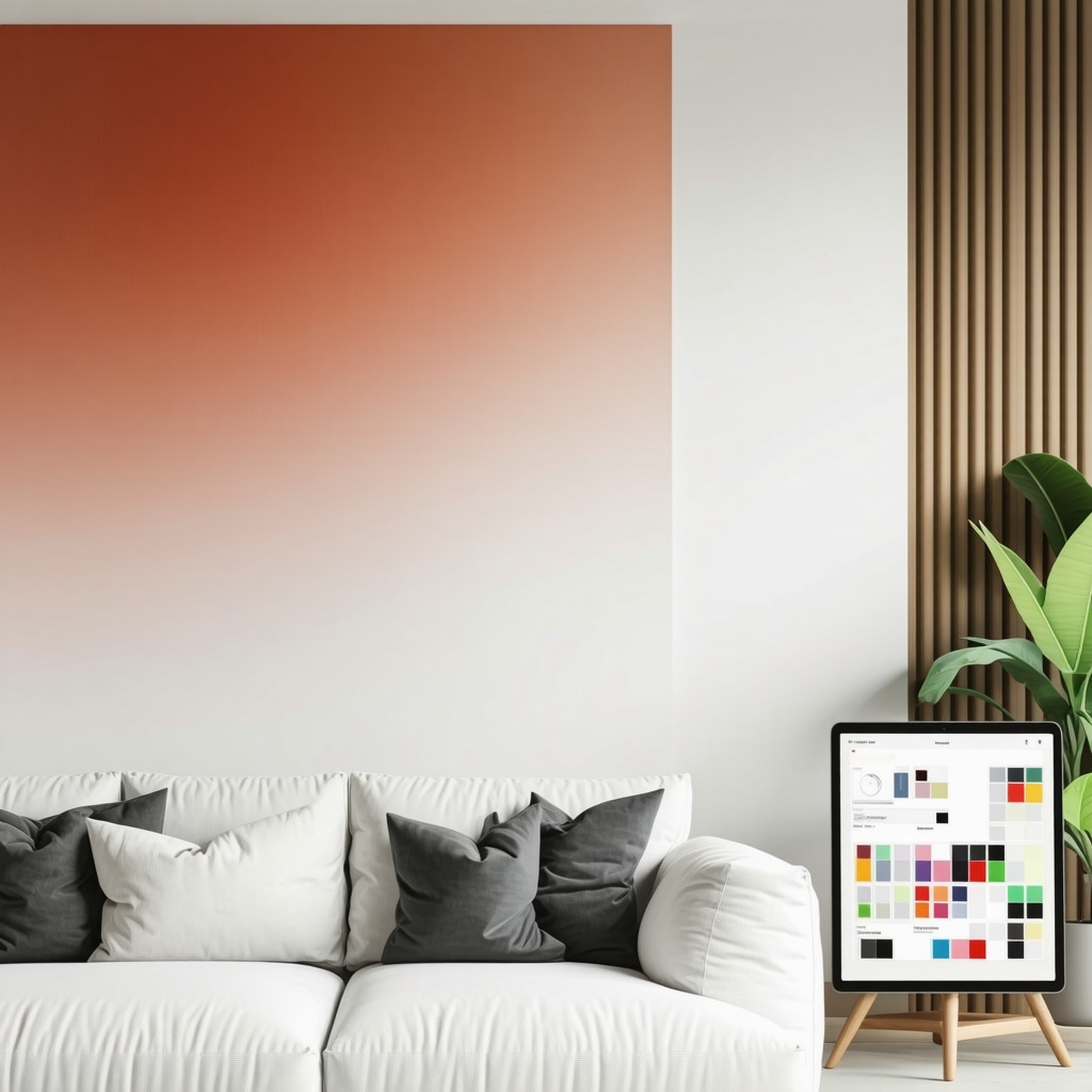 Interior wall showcasing adaptive smart paint with digital planning tools