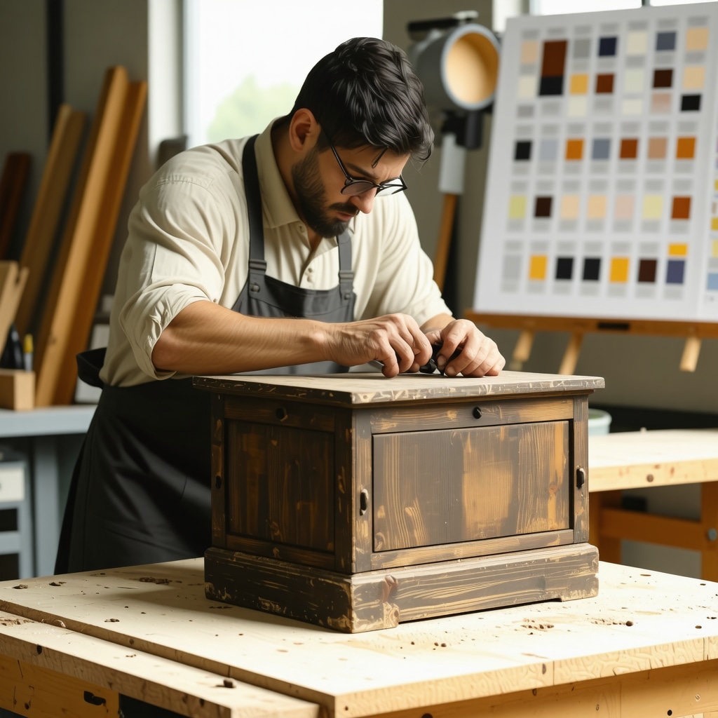 Expert restoring vintage furniture using nanotechnology protective coating and laser engraving
