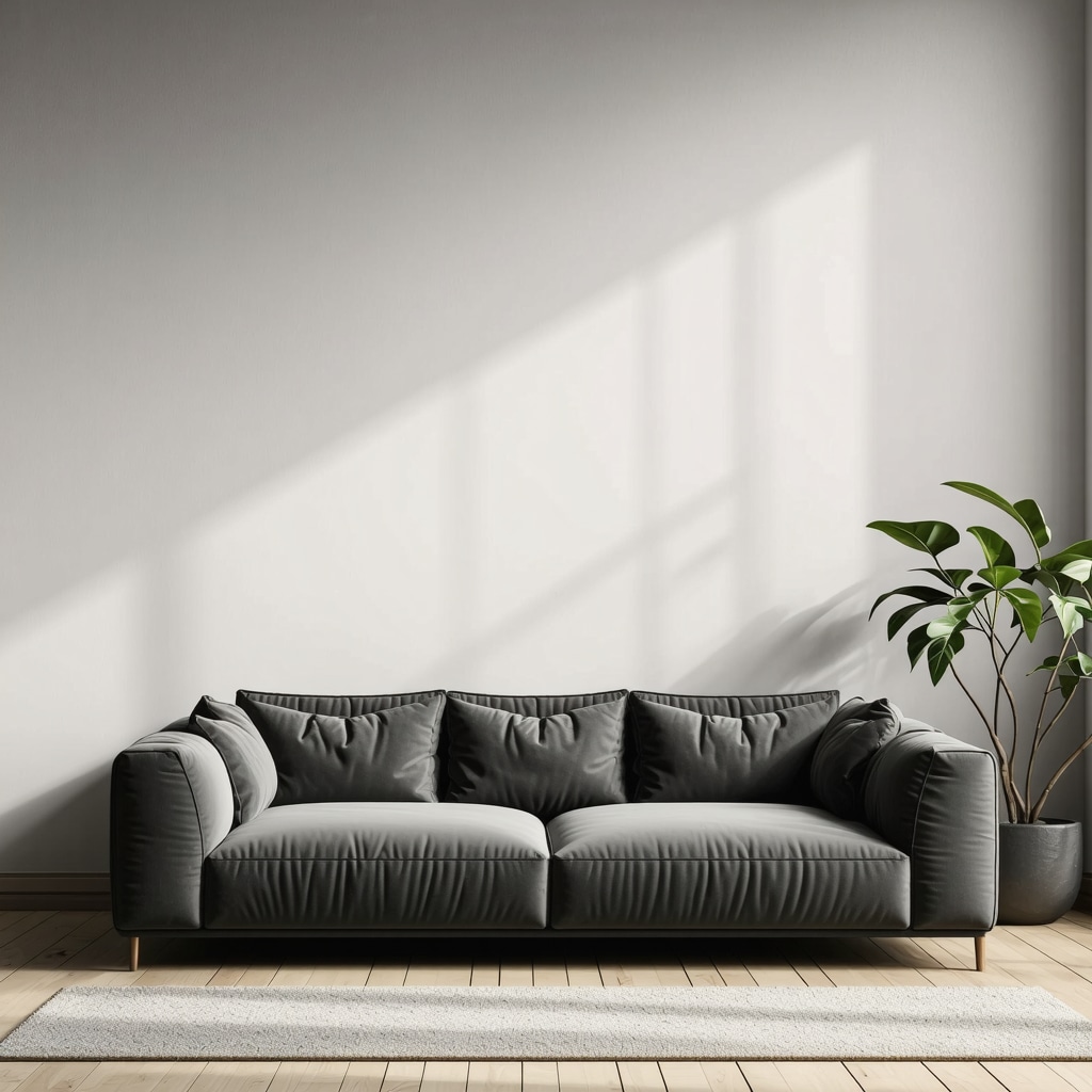 Living room wall with advanced gradient paint showing matte and glossy textures under natural light